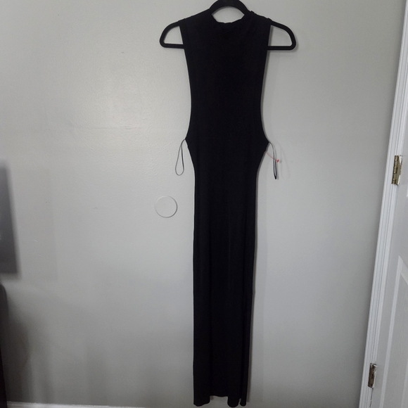 Good American Womens Ribbed Sleeveless Black Turtleneck Midi Dress. Sz 3/4 Large - Picture 2 of 11